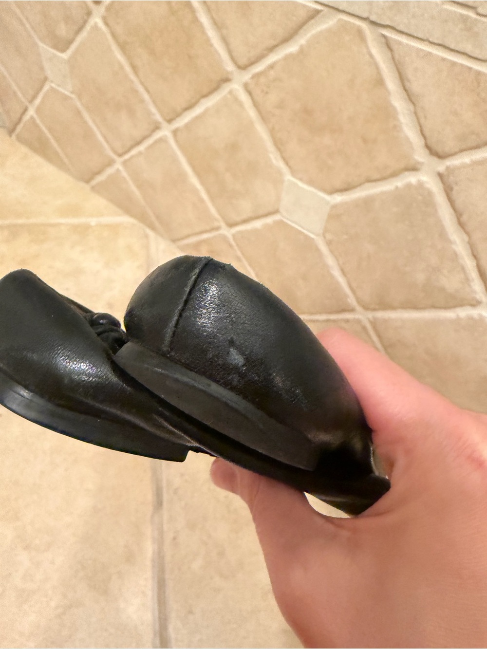 Tory Burch Black Leather Logo Round-Toe Ballet Flats - Picture 7 of 10